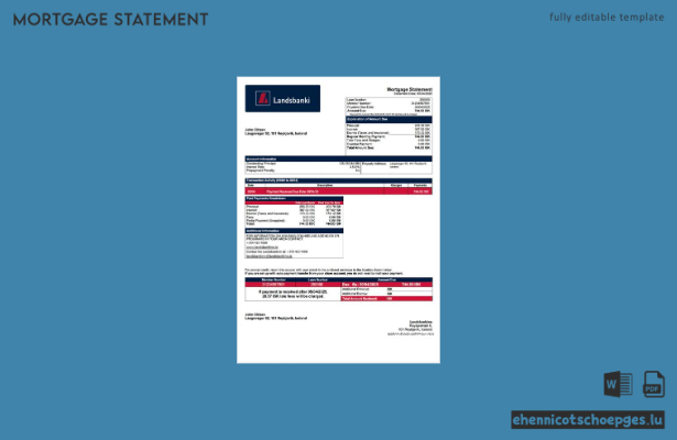 Island Landsbankinn Hypothekenabrechnung – Beispiel-Word- und PDF-Datei (Vorschau)